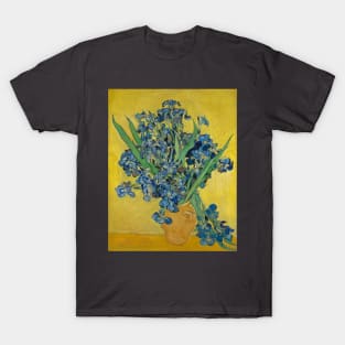 Vase with irises against a yellow background by van Gogh T-Shirt